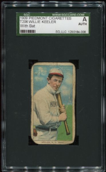 1909-11 T206 Piedmont Willie Keeler With Bat SGC Authentic