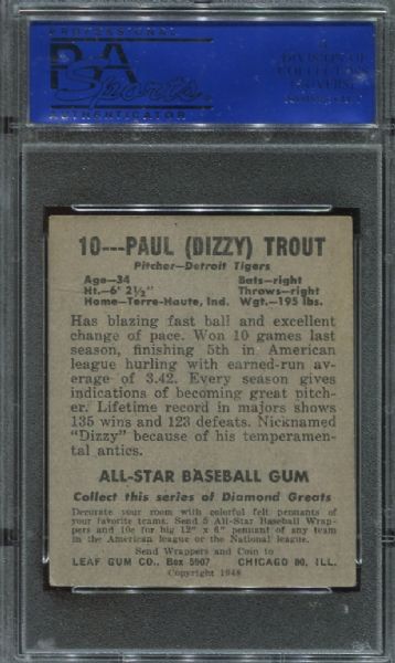 1948-49 Leaf Gum #10 Paul Trout PSA 5