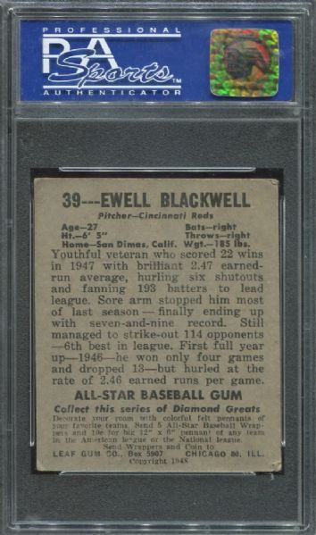 1948-49 Leaf Gum #39 Ewell Blackwell PSA 5