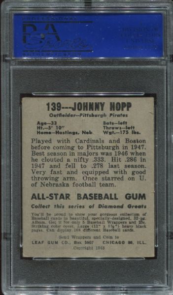 1948-49 Leaf Gum #139 Johnny Hopp PSA 5