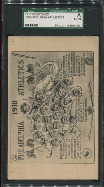 1910 Postcard Philadelphia Athletics SGC Authentic - 5 Hall of Famers