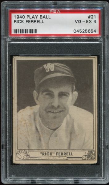 1940 Play Ball #21 Rick Ferrell PSA 4