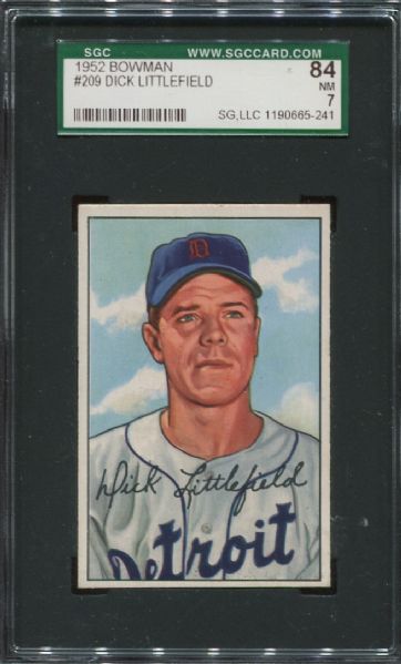 1952 Bowman #209 Dick Littlefield SGC 84