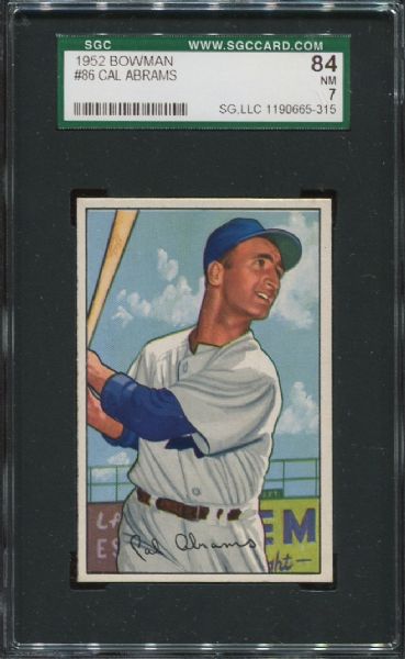 1952 Bowman #86 Cal Abrams SGC 84