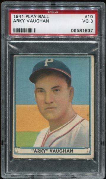 1941 Play Ball #10 Arky Vaughan PSA 3