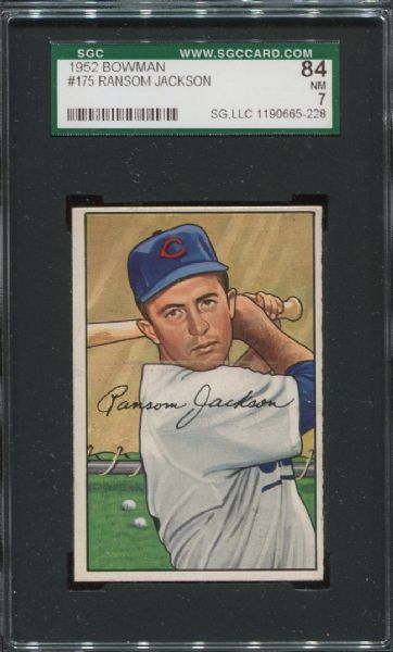 1952 Bowman #175 Ransom Jackson SGC 84