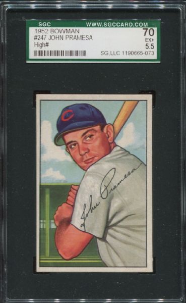 1952 Bowman #247 John Pramesa High Number SGC 70