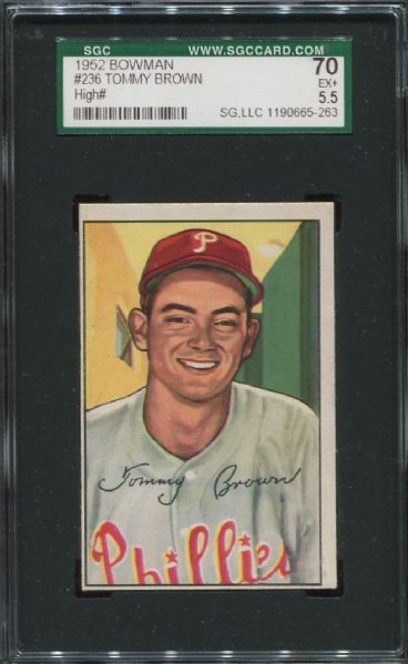 1952 Bowman #236 Tommy Brown High Number SGC 70