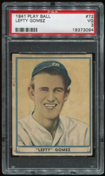 1941 Play Ball #72 Lefty Gomez PSA 3