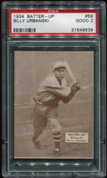 1934 Batter-Up #59 Billy Urbanski PSA 2