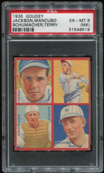 1935 Goudey 4-in-1 #3B Bill Terry/Travis Jackson PSA 6 MK