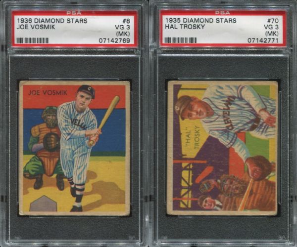 1934-36 Diamond Stars Lot of 2 Different PSA 3 MK