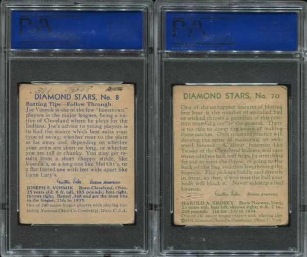 1934-36 Diamond Stars Lot of 2 Different PSA 3 MK