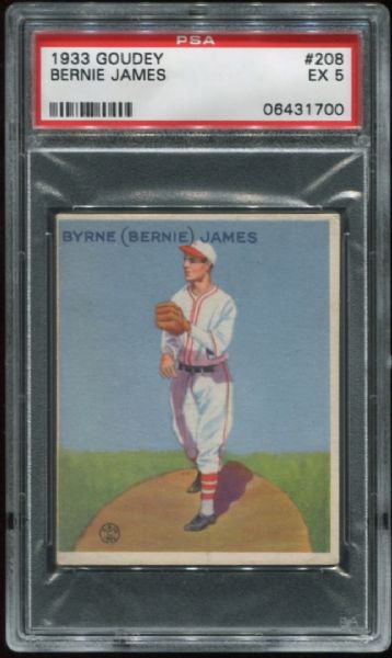 1933 Goudey #208 Bernie James PSA 5