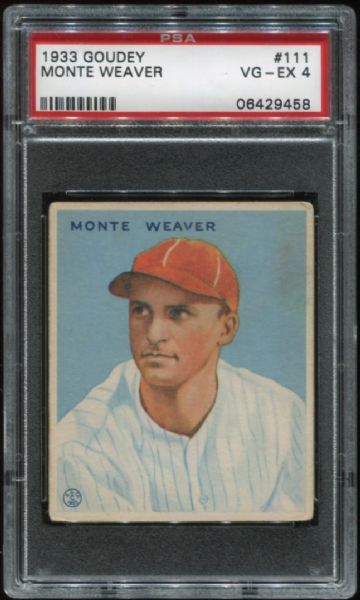 1933 Goudey #111 Monte Weaver PSA 4