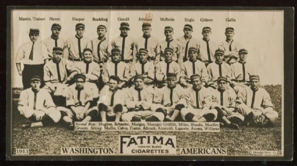 1913 T200 Fatima Cigarettes Washington Americans - Authentic