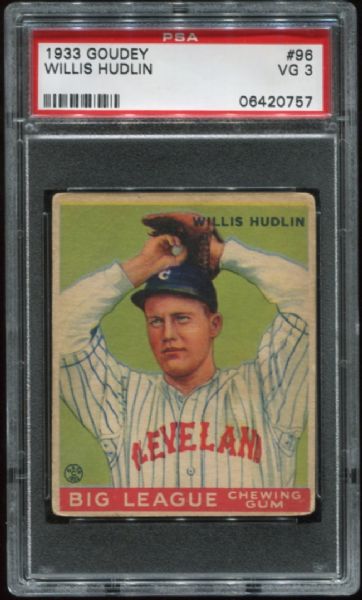 1933 Goudey #96 Willis Hudlin PSA 3