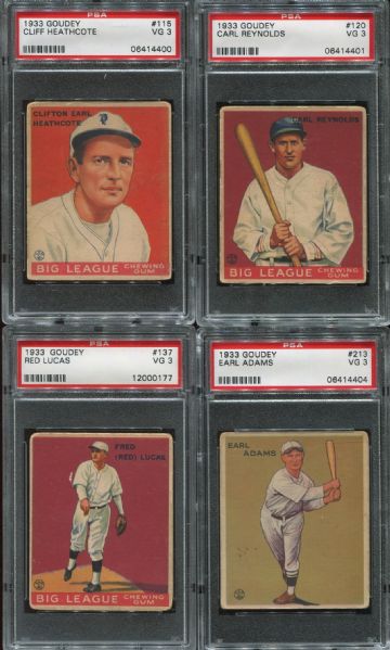 1933 Goudey Lot of 4 Different PSA 3