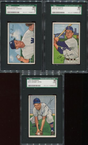 1952 Bowman Lot of 6 Different SGC Graded