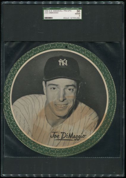 1950 All Star Baseball Pin-ups Joe DiMaggio SGC 30