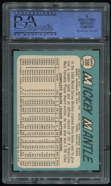 1965 Topps Complete Set with PSA 7 Mickey Mantle