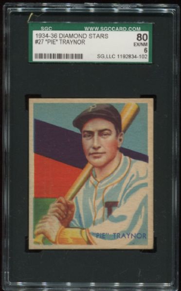 1934-36 Diamond Stars #27 Pie Traynor SGC 80