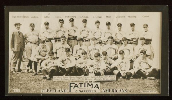 1913 T200 Fatima Cigarettes Cleveland Americans with Joe Jackson