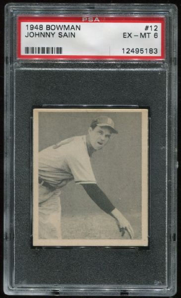 1948 Bowman #12 Johnny Sain PSA 6