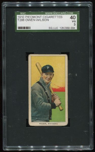 1909-11 T206 Piedmont Owen Wilson SGC 40