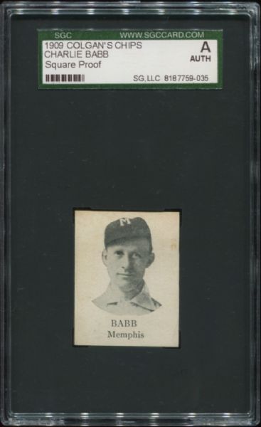 1909 Colgan's Chips Square Proof Charlie Babb SGC Authentic