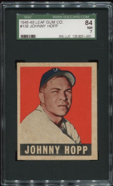 1948-49 Leaf Gum #139 Johnny Hopp SGC 84