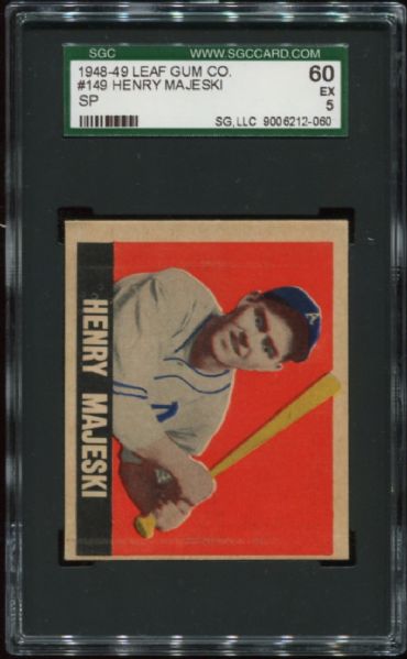 1948-49 Leaf Gum #149 Henry Majeski Short Print SGC 60