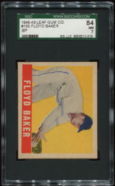 1948-49 Leaf Gum #153 Floyd Baker Short Print SGC 84