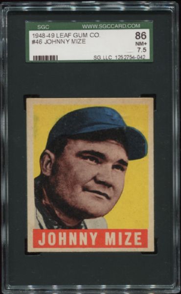 1948-49 Leaf Gum #46 Johnny Mize SGC 86