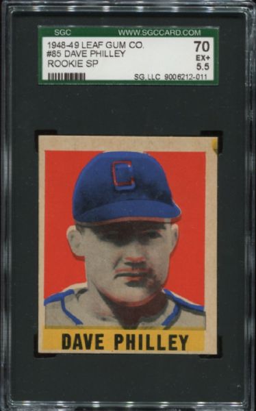 1948-49 Leaf Gum #85 Dave Philley Rookie Short Print SGC 70