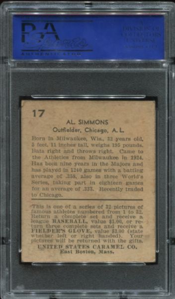 1932 U.S. Caramel #17 Al Simmons PSA 4