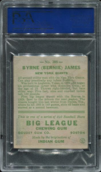 1933 Goudey #208 Bernie James PSA 5