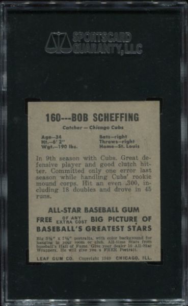 1948-49 Leaf Gum #160 Bob Scheffing Short Print SGC 60