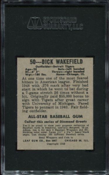 1948-49 Leaf Gum #50 Dick Wakefield SGC 84