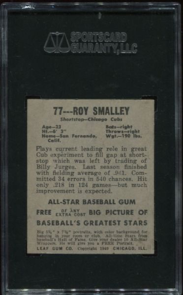 1948-49 Leaf Gum #77 Roy Smalley SGC 84