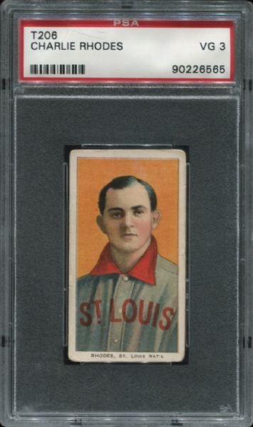 1909-11 T206 Cycle Cigarettes Charlie Rhodes PSA 3