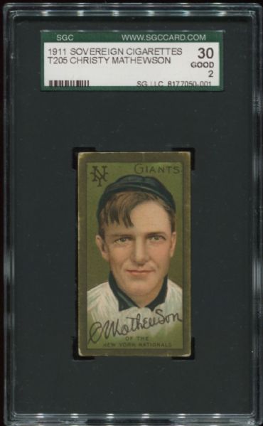 1911 T205 Sovereign Christy Mathewson SGC 30