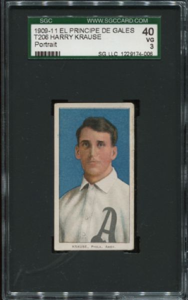 1909-11 T206 El Principe de Gales Harry Krause Portrait SGC 40