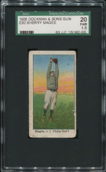 1909 E92 Dockman & Sons Gum Sherry Magee SGC 20