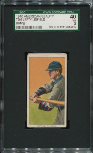 1909-11 T206 American Beauty Lefty Leifield Batting SGC 40