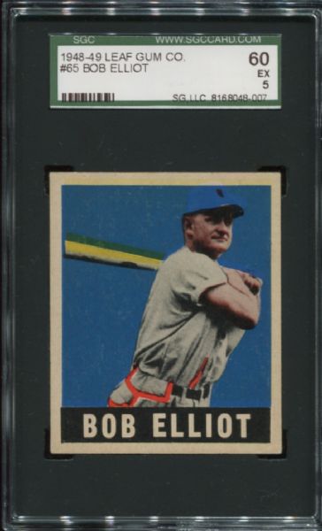 1948-49 Leaf Gum #65 Bob Elliot SGC 60