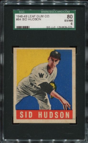 1948-49 Leaf Gum #84 Sid Hudson SGC 80