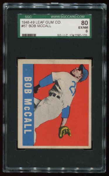 1948-49 Leaf Gum #57 Bob McCall SGC 80