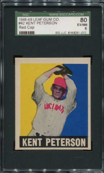 1948-49 Leaf Gum #42 Kent Peterson Red Cap SGC 80