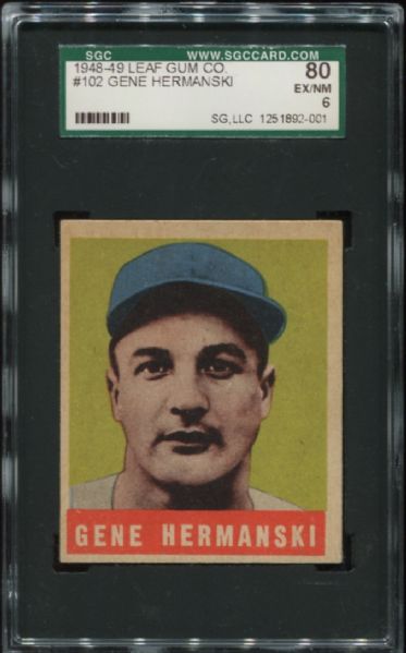 1948-49 Leaf Gum #102 Gene Hermanski SGC 80